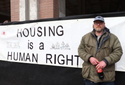 During a rally in March, claims surfaced of City of Victoria staff taking essential items from the unhoused, but the city’s bylaw enforcement contended it was carefully upholding regulations. (Alexandra Mehl photos)  