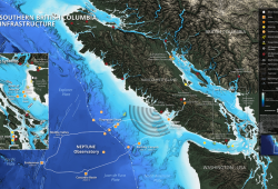 Ocean Networks Canada operates an 800-kilometre underwater observatory system west of Vancouver Island. (Ocean Networks Canada map)