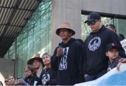 Nuchatlaht Tyee Ha'wilth Jordan Michael speaks in front of the B.C. Supreme Court in 2024. This week his nation was back in court seeking an appeal. (Eric Plummer photo)
