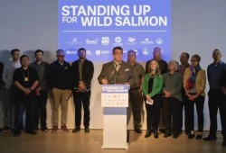 Chair Bob Chamberlain speaks with the First Nation Wild Salmon Alliance during a press conference in May. (First Nation Wild Salmon Alliance video still)