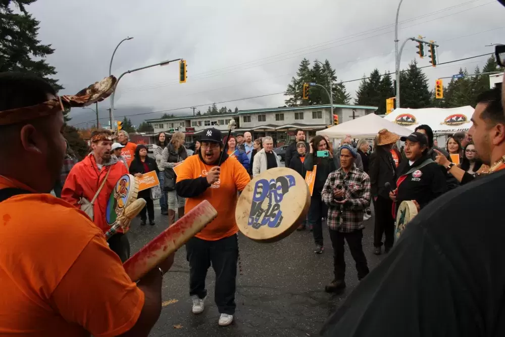 A federal election has been called for Sept. 20. Pictured are Tseshaht members performing in Port Alberni before the arrival of NDP Leader Jagmeet Singh two years ago. The last federal election was held on Oct. 21, 2019. (Eric Plummer photo)