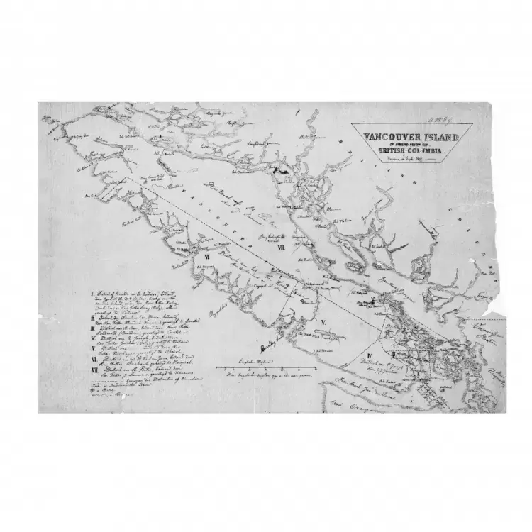 Charles John Seghers, a Belgian clergyman and missionary bishop, drew this map in 1877 after four years of living on Vancouver Island, said Theresa Vogel, archives manager of the Roman Catholic Diocese of Victoria.The map's wording transitions between Belgique, English and his approximation of First Nations dialects. Photo supplied by the archives of the Roman Catholic Diocese of Victoria.