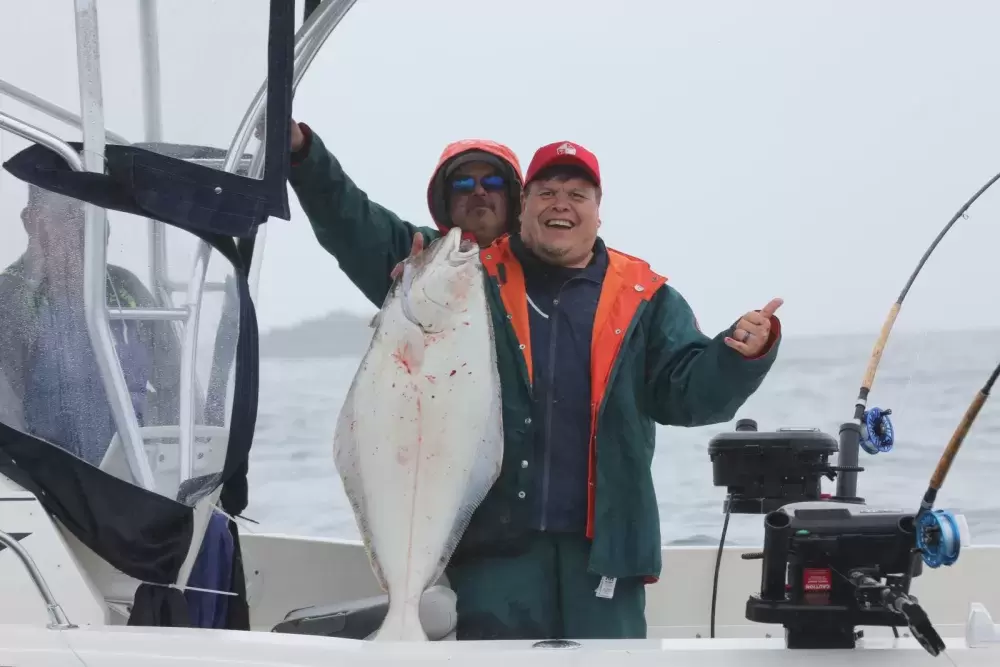 Gary Wilson holds a halibut caught offshore from Kyuquot on June 21.