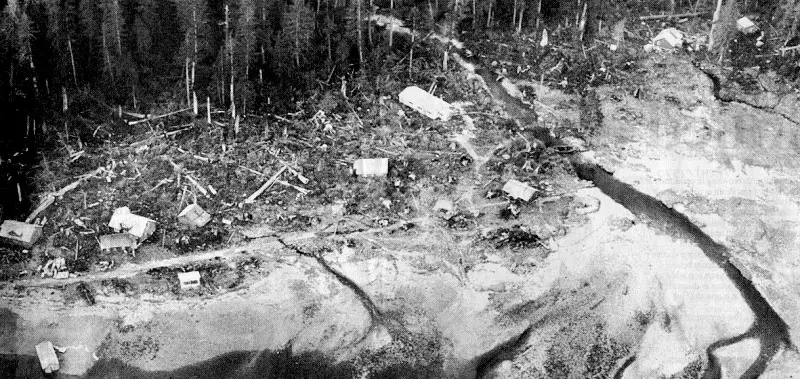 Hot Springs Cove devastation after the 1964 Alaskan quake tsunami. (Charles Ford photo)