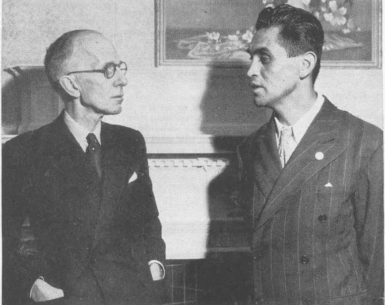 Dr. George Clutesi is pictured with Governor General Vincent Massey. (Ha-Shilth-Sa archive photo)