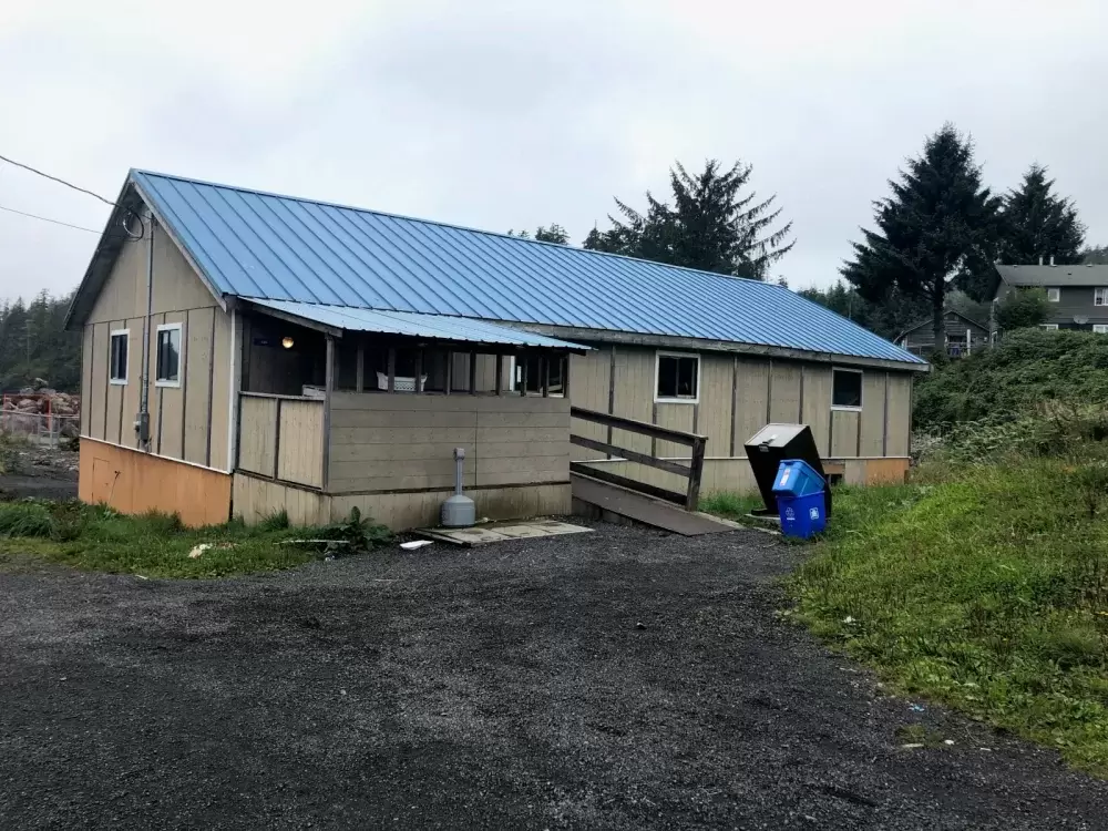 The old Kyuquot community centre was built in the 1980s. It is currently being used to store food. (Submitted photo)