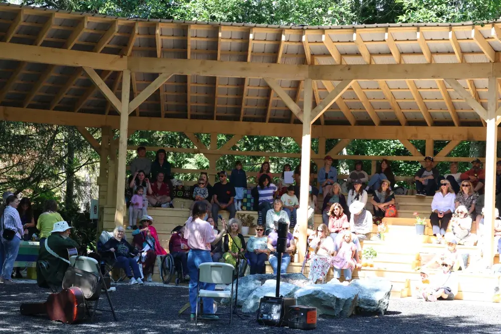 West Coasters fill the new Tin Wis Amphitheatre with joy during a poetry party on June 27, 2026. (Nora O’Malley photos) 