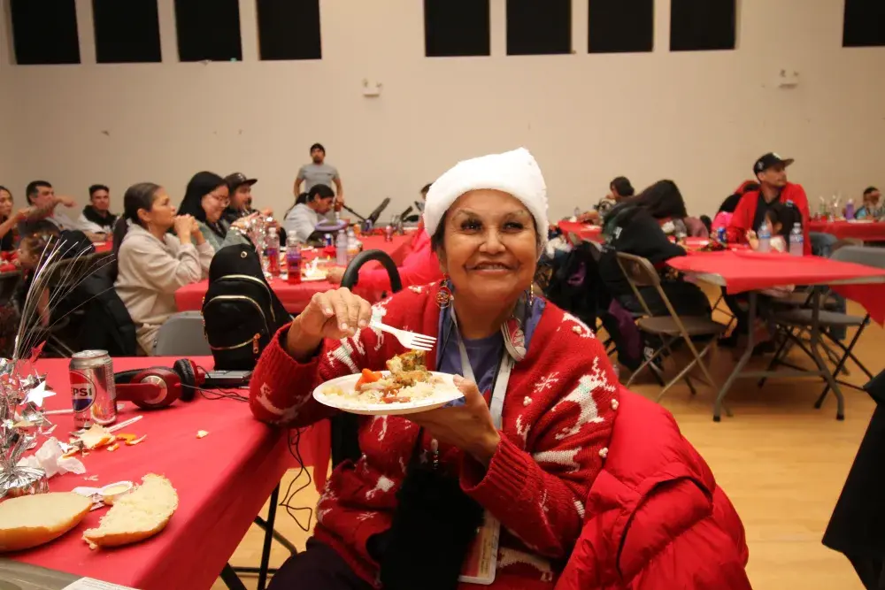 Chris Webster, a Surrey resident from the Ahousaht First Nation, enjoys the holiday meal. 