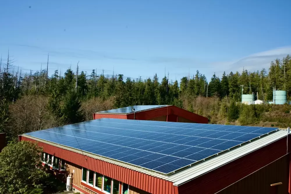 Solar panels have been installed on the the roof of Kyuquot's school to provide extra power to the site that serves as a community muster location during an evacuation.