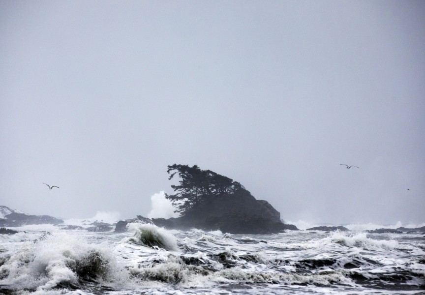 A storm rolls through Tofino, on Chesterman Beach, on Nov. 17, 2020.
