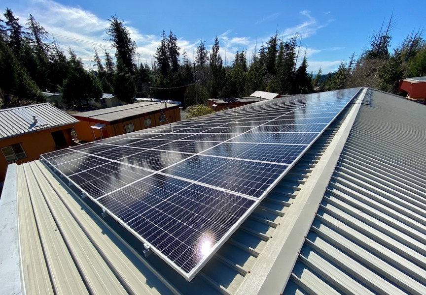 The Kyuquot community school is outfitted with solar panels. The panels collect energy from the sun and converts it to electricity. (Eric Marks photos)