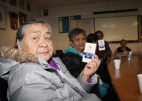 Ahousaht members are given a package of government blend tea